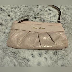 Juicy Couture wristlet spring pink lightly used gold logo and wrist strap